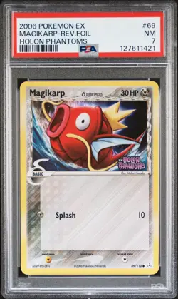 Pokemon Card Magikarp 69/110 Reverse Holo Foil Holon Phantoms PSA 7 NM - Image 1
