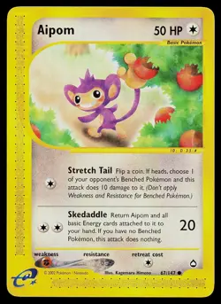 Pokemon Card - Aipom Aquapolis 67 Common - Image 1