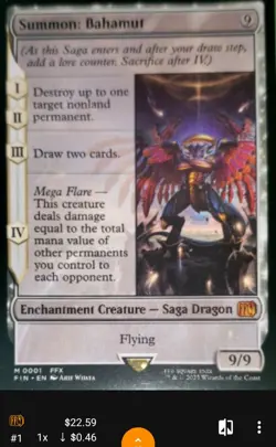 [0001] Summon: Bahamut Final Fantasy Regular, NM, Gradeable, Pack-to-Sleeve. - Image 3