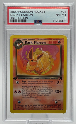 2000 POKEMON ROCKET #35 DARK FLAREON 1ST EDITION PSA 8 NM-MT - Image 1