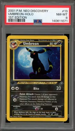 Pokemon Umbreon Neo Discovery 1st Edition Holo Rare #13 PSA 8 - Image 1