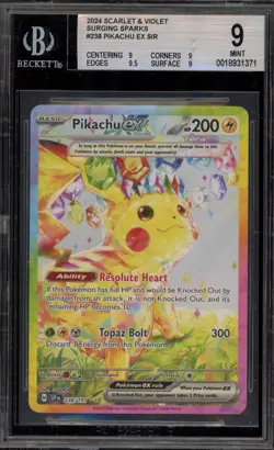 Pokemon Pikachu ex Surging Sparks Special Illustration Rare #238 BGS 9 Mint - Image 1