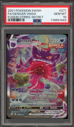 Pokemon Gengar VMAX Fusion Strike Secret Rare Full Alt Art #271 PSA 10 Gem Mint - Image 1