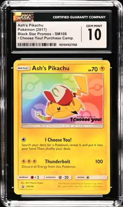CGC 10 Gem Min - 2017 S&M Black Star Promo - I Choose You Movie - Ash's Pikachu - Image 1