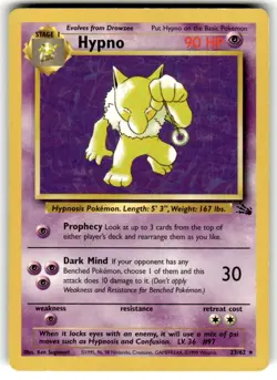 Hypno ⭐ 23/62 Rare Fossil 1999 Pokemon LP - Image 1