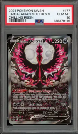 Pokemon Galarian Moltres V Chilling Reign Full Alt Art #177 PSA 10 Gem Mint - Image 1