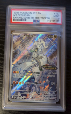 2025 POKEMON JOURNEY TOGETHER #167 N'S RESHIRAM STAMPED PSA 9 MINT - Image 1