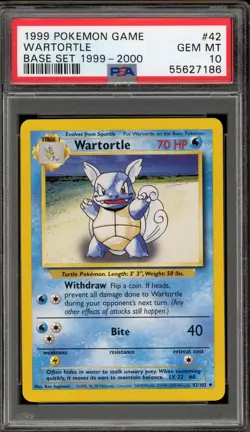 Pokemon Wartortle Base Set "4th Print" 1999-2000 #42 PSA 10 Gem Mint - Image 1