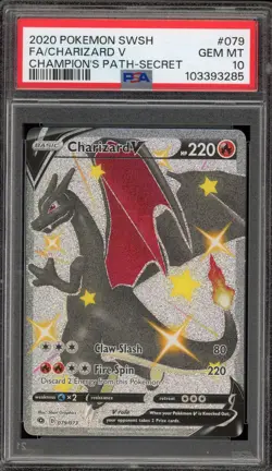 Pokemon Charizard V Champion's Path Secret Rare #079 PSA 10 Gem Mint - Image 1