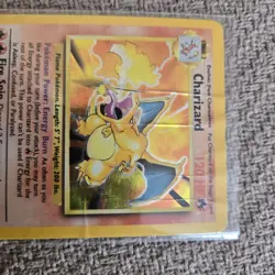 Pokemon BASE Set Unlimited HOLO Charizard 4/102 Crease Damaged - Image 3