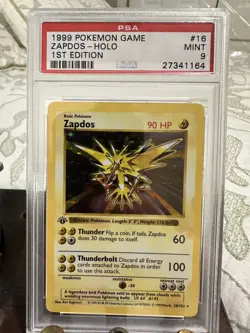 POKEMON PSA 9 MINT 1ST EDITION ZAPDOS HOLO 16/102 BASE 1999 THICK STAMP - Image 1