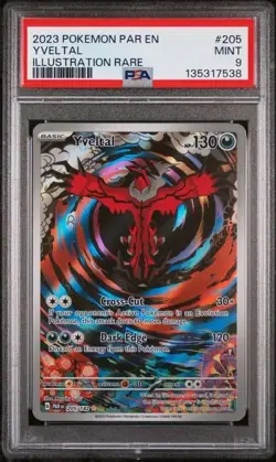 2023 POKEMON PAR EN PARADOX RIFT #205/182 YVELTAL ILLUSTRATION RARE PSA 9 - Image 1