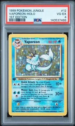 Vaporeon Holo 1st Edition 1999 Pokemon Jungle #12 PSA 4 VG-EX LOW POP - Image 1