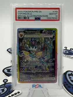 2025 POKEMON PRE EN-SPECIAL ILLUSTRATION RARE #149 VAPOREON EX PSA 10 - Image 1
