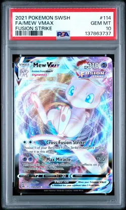 2021 Pokemon Fusion Strike Mew Vmax Full Art #114 GEM MT PSA 10 Ultra Rare - Image 1
