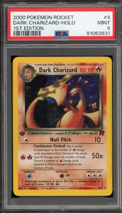 Pokemon Dark Charizard Team Rocket 1st Edition Holo Rare #4 PSA 9 Mint - Image 1