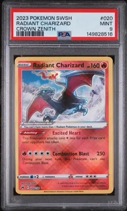 **New Cert** 2023 Pokemon SWSH Crown Zenith Radiant Charizard 020/159 PSA 9 - Image 1