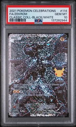 PSA 10 Zekrom Celebrations Classic Collection 114/114 Black/White Pokemon 2021 - Image 1