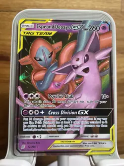 Espeon and Deoxys GX 72/236 Pokemon TCG Unified Minds Tag Team Ultra Rare - NM - Image 1