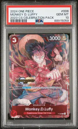 PSA 10 One Piece English CS Celebration Pack MONKEY D LUFFY 006 GEM MINT - Image 1