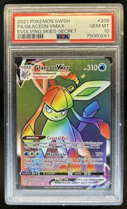 2021 Pokemon SWSH Evolving Skies Glaceon VMAX #208/203 PSA 10 GEM MINT - Image 1