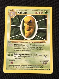 Pokemon Kakuna 033/102 (1st Edition) Base Set (Shadowless) Regular *Near Mint* - Image 1