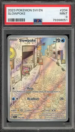 Pokemon Slowpoke Scarlet & Violet Illustration Rare #204 PSA 9 Mint - Image 1