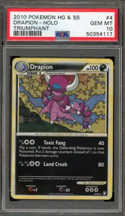 Pokemon Drapion Triumphant Holo Rare #4 PSA 10 Gem Mint - Image 1
