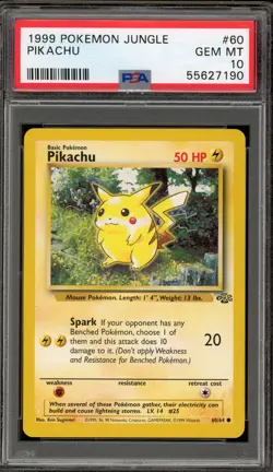 Pokemon Pikachu Jungle Unlimited #60 PSA 10 Gem Mint - Image 1