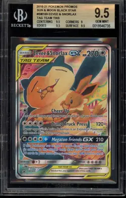 Pokemon Eevee & Snorlax GX Tag Team Tins Black Star Full Art Promo SM169 BGS 9.5 - Image 1