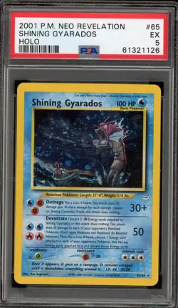 Pokemon Shining Gyarados Neo Revelation Unlimited Holo Secret Rare #65 PSA 5 - Image 1
