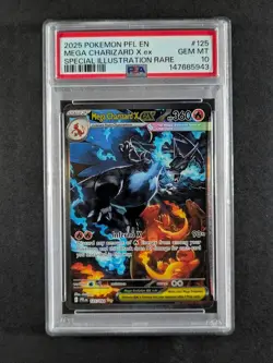 2025 Pokemon PFL EN Phantasmal Flames MEGA CHARIZARD X EX Special 125/094 PSA 10 - Image 1