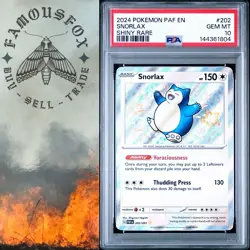 Snorlax Shiny Rare #202 2024 Pokemon Paldean Fates PSA 10 GEM MINT Pokemon - Image 1