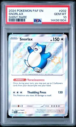 Snorlax Shiny Rare #202 2024 Pokemon Paldean Fates PSA 10 GEM MINT Pokemon - Image 2