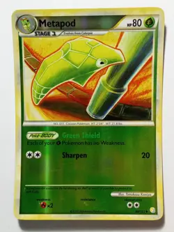 REVERSE HOLO Metapod 46/123 NM HeartGold SoulSilver Pokemon Card Tomokazu Komiya - Image 1