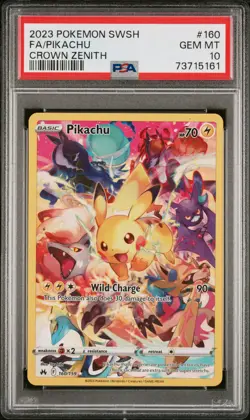 2023 Pokemon Crown Zenith Pikachu Full Art #160 GEM MT PSA 10 SWSH Secret Rare - Image 1