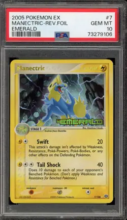 Pokemon Manectric EX Emerald Reverse Holo Rare #7 PSA 10 Gem Mint - Image 1