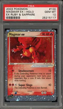 Pokemon Magmar ex EX Ruby & Sapphire Holo Ultra Rare #100 PSA 10 Gem Mint - Image 1