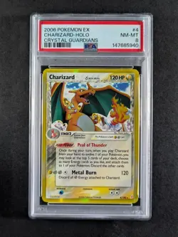 2006 Pokemon EX Crystal Guardians CHARIZARD Holo Rare 4/100 English PSA 8 - Image 1