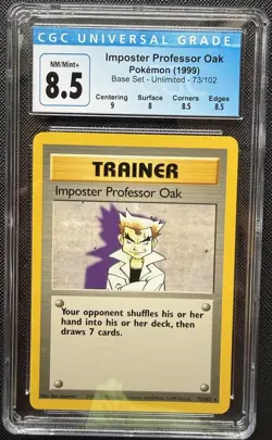 1999 Pokemon Base Set Unlimited Imposter Professor Oak #73/102 CGC 8.5 - Image 1