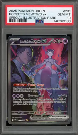 Pokemon Team Rocket's Mewtwo ex Destined Rivals SIR #231 PSA 10 Gem Mint - Image 1