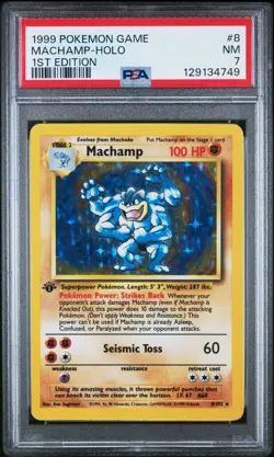 Pokemon 1999 1st Edition Machamp #8 PSA 7 - Image 1