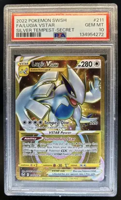 2022 Pokemon SWSH Silver Tempest Lugia VSTAR #211/195 PSA 10 GEM MINT - Image 1