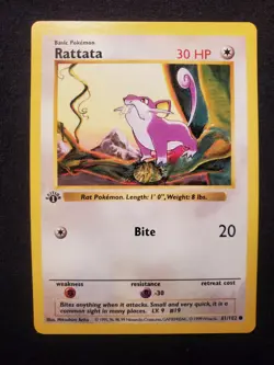 1999 Pokemon Base Set Shadowless 1st Edition Rattata Near Mint NEW & UNUSED! - Image 1