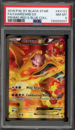 Pokemon Charizard EX Red & Blue Coll. Black Star Full Art Promo XY121 PSA 8 - Image 1