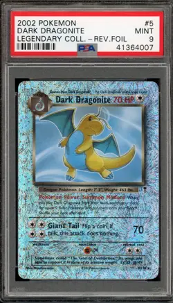 Pokemon Dark Dragonite Legendary Coll. Reverse Holo Rare #5 PSA 9 Mint - Image 1
