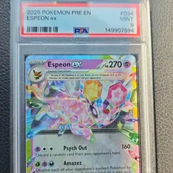 Pokemon Espeon ex 034/131 Sv: Prismatic Evolutions Tera Holo Double Rare PSA 9 - Image 1