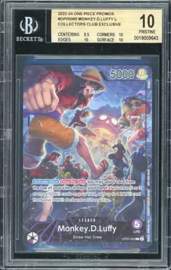 BGS 10 Pristine One Piece English OP05 MONKEY D LUFFY Collector Club Exclusive - Image 1