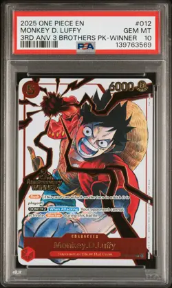 PSA 10 One Piece English 3rd Anniversary 3 Brothers Winner MONKEY D LUFFY - Image 1