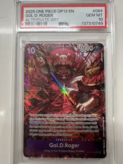 2025 ONE PIECE OP13-CARRYING ON HIS WILL ALTERNATE ART #064 GOL D. ROGER PSA 10 - Image 1